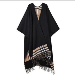 Burberry Checked Wool Cashmere Cape NEW
